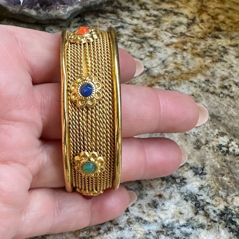 Gold Indian Bangle Gemstone Bracelet - Picture 4 of 8